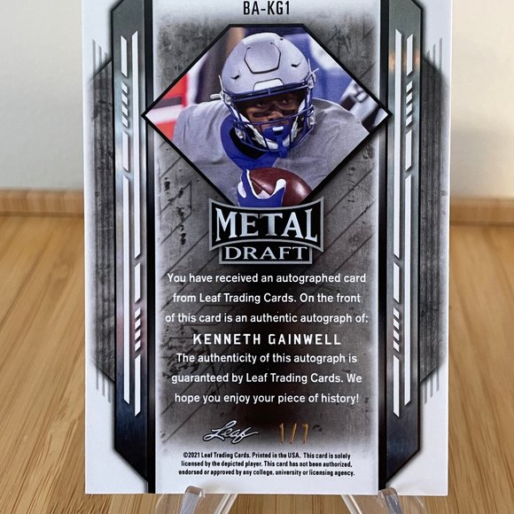 2021 Kenneth Gainwell Leaf Metal Purple Mojo Auto 1/7 Card #BA-KG1 - Picture 2 of 5